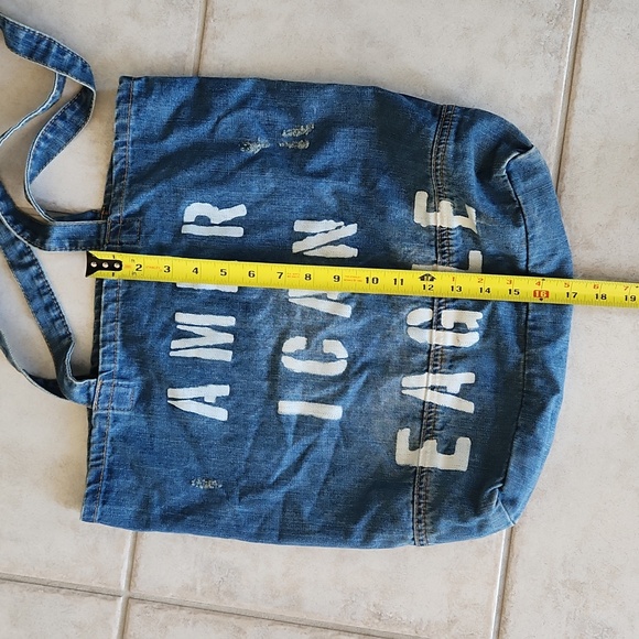 NWOT ❗️ American Eagle denim shoulder bag distressed big handbag - Picture 12 of 13